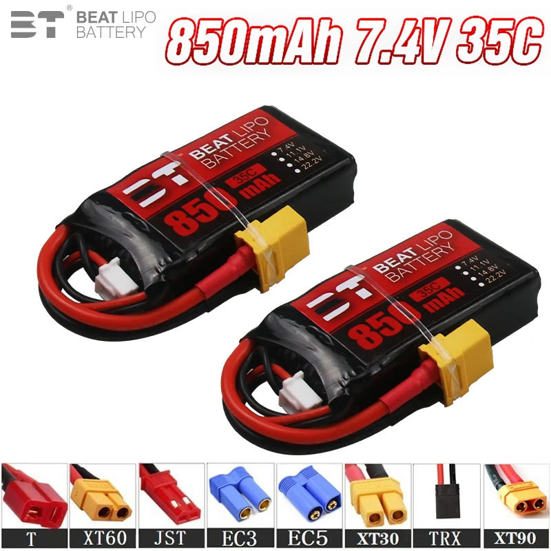 NEW 7.4V 850mAh 35C LiPo Battery For RC Quadcopter Helicopter FPV Racing Drone Spare Parts 2s Rechargeable Battery