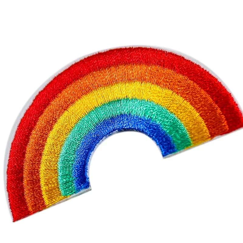 2PCS Rainbow Patch Stripes Badge Embroidery Applique Iron on Patches for Clothes Stickers Handmade DIY Apparel Sewing Supplies