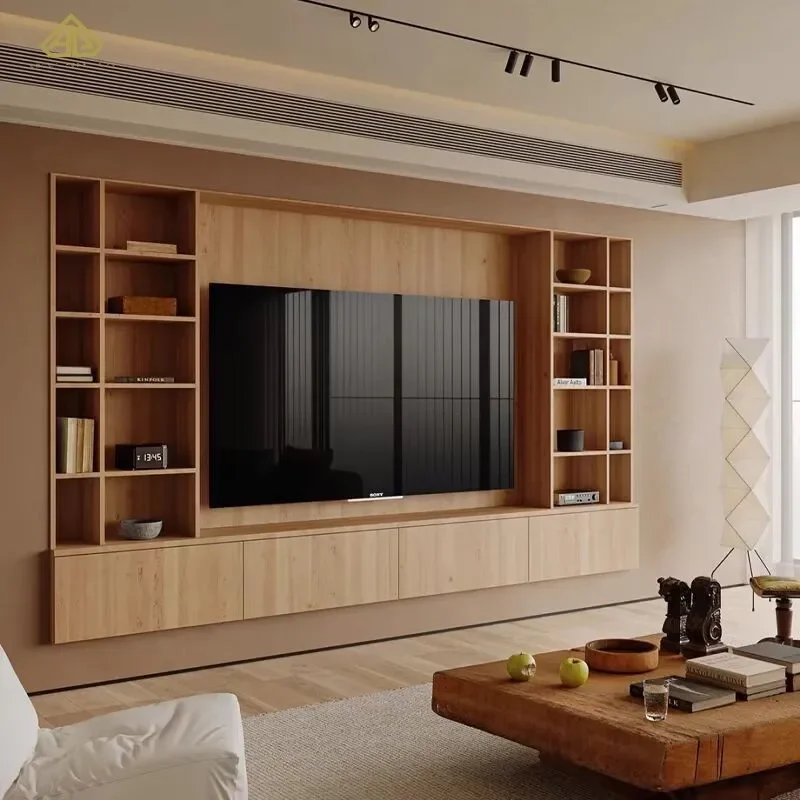 Modern Luxury 65-75 Inch Electric LED Light Fireplace TV Cabinet Luxury Wooden Panel for Living Room and Hotels