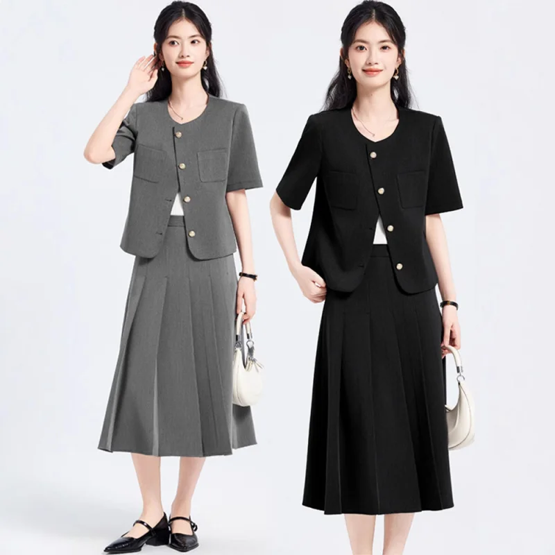 

Серый блейзер для женщин, осенний маленький размер, элитный на ощупь, официальная одежда для интервью учителя, спецодежда, профессиональный комплект костюма