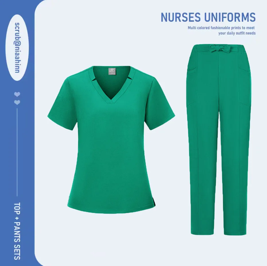 Nurse Medical Uniform Quick Dry Pet Grooming Workwear Doctor Scrubs Sets Operating Room Surgical Gown Short Sleeve  Scrub Set