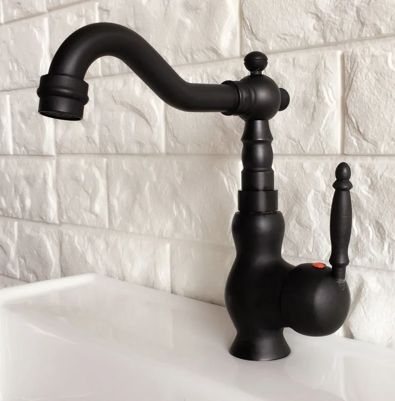 

Oil-Rubbed Bronze Deck Mounted Basin Faucet Single Lever Handle Kitchen Bathroom Sink Hot And Cold Water Taps 2nf356