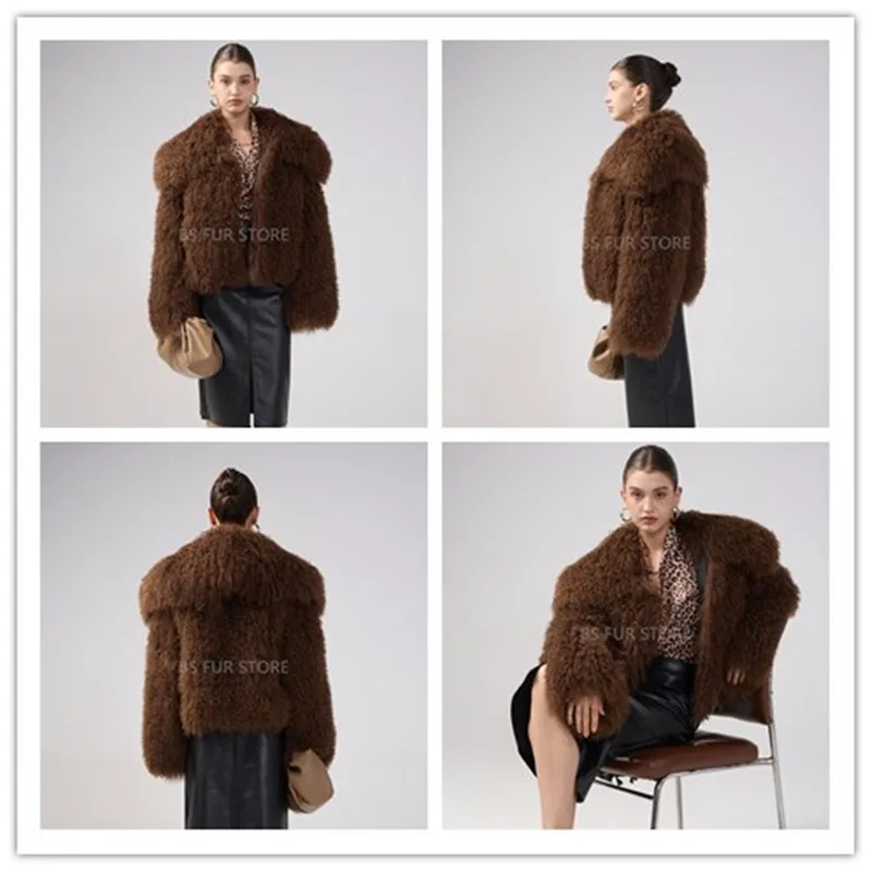 Top Quality Ladies Real Mongolian Fur Coat Accept Custom Make Tibet Lamb Jacket Lots of Colors