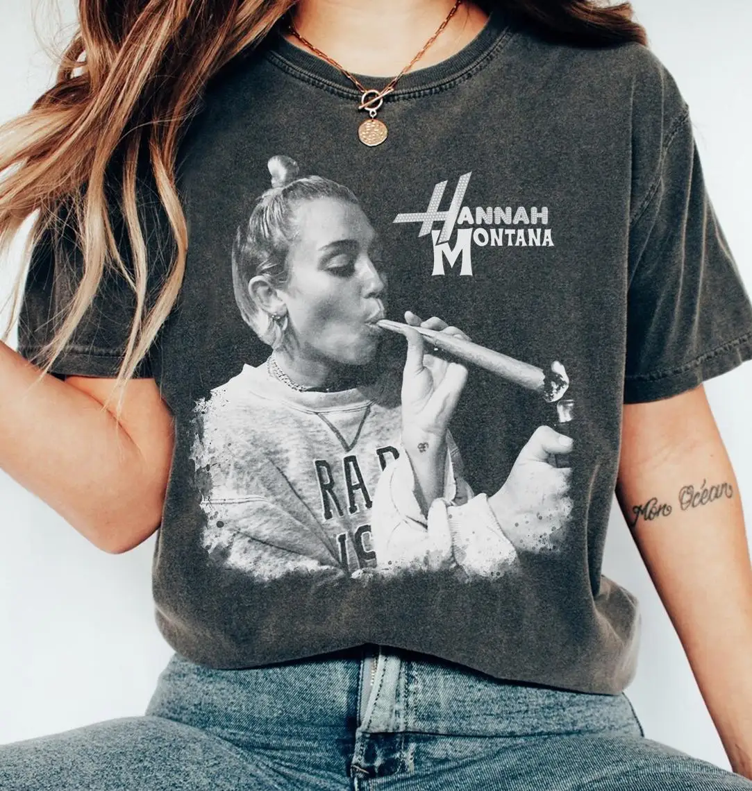 Camiseta Divertida de Hannah Montana, Estilo Retro Miley de los 90, Ropa Urbana, Camiseta Vintage de Alta Calidad, Regalo para Fans
