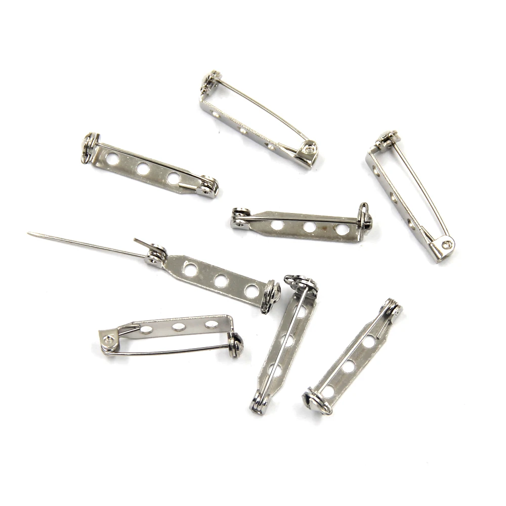 

50Pcs Silver Tone Handmade Brooches Back Bar Pins Jewelry Diy Findings Charms 28x7mm