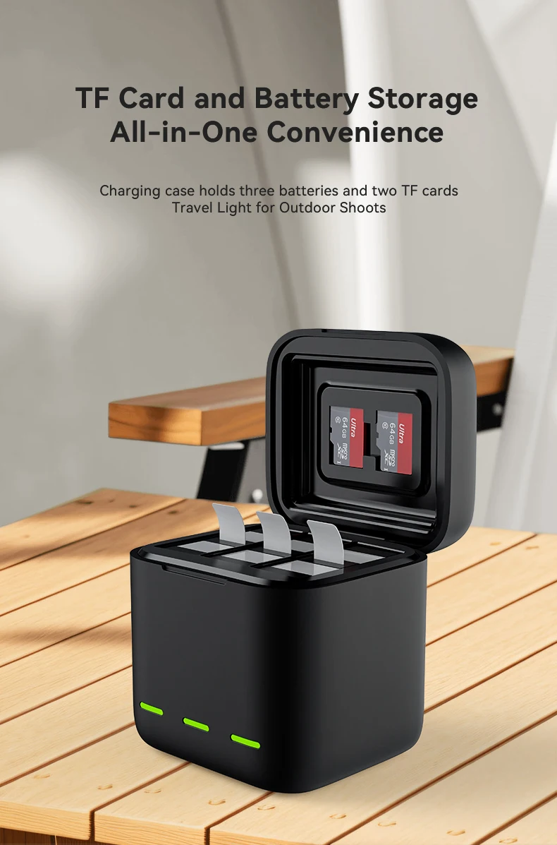 TELESIN 1900 mAh Lade Batterie Für GoPro Hero 13 Batterie 3 Möglichkeiten Schnelle Ladegerät Box TF Karte Lagerung Für GoPro 13 zubehör – Detail 19