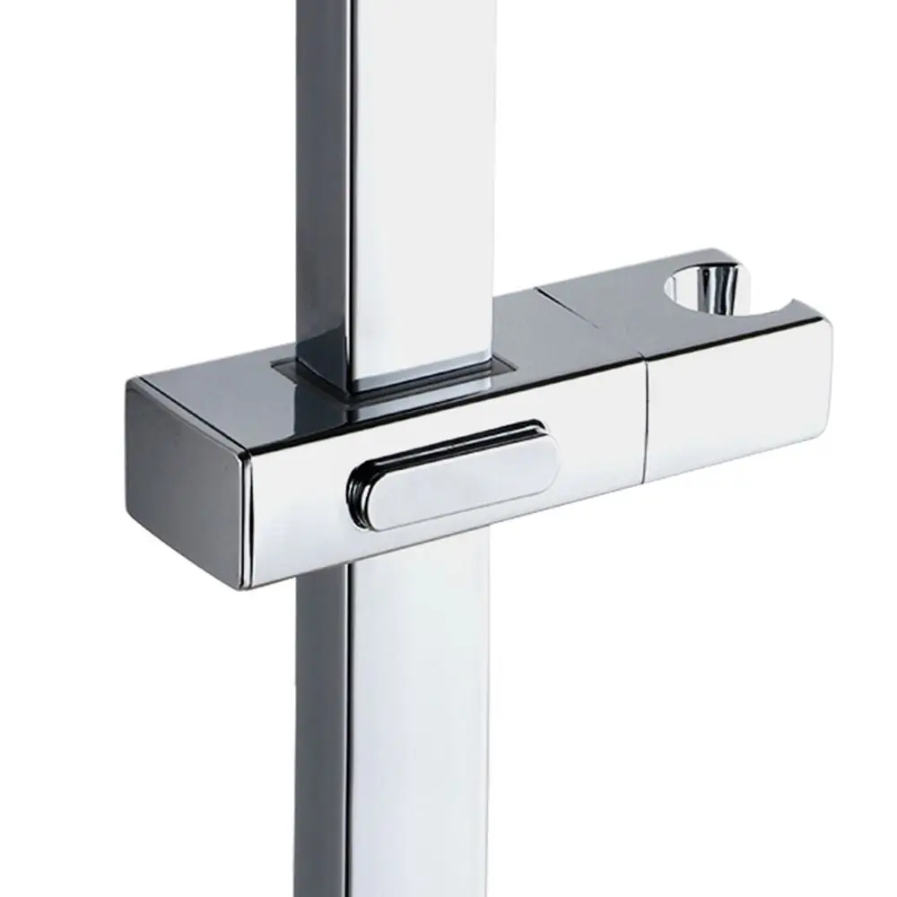 Square Pipe Shower Head Holder Adjustable Rotatable Bathroom Slide Bar Shelf Replacement Riser Rail Bracket