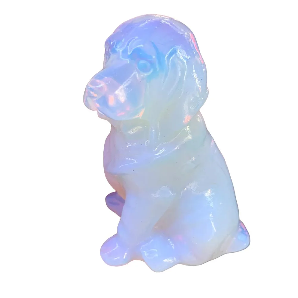 Custom 6cm Opalite Puppy Figurine - Hand-Carved Crystal Statue for Home Decor, Reiki Healing Stone & Unique Gift