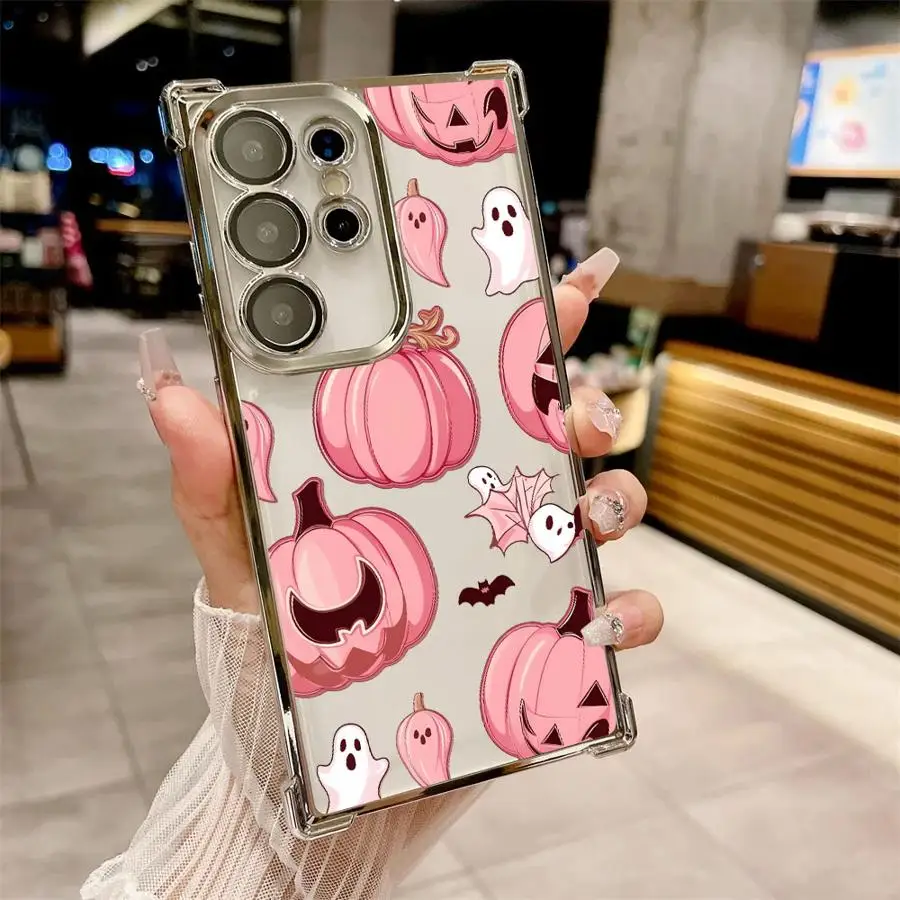 Custodia per fantasma felice zucca di Halloween per Samsung Galaxy S25 Edge S23 S20 FE S22 Ultra S21 Plus S24 Cover per telefono