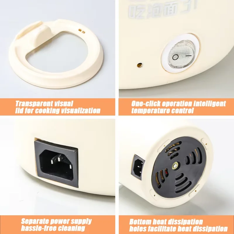 Elektrischer Heiztopf mit Deckel, automatischer elektrischer Kochtopf, kleiner Haushaltstopf, integrierter Instant-Instant-Nudeltopf