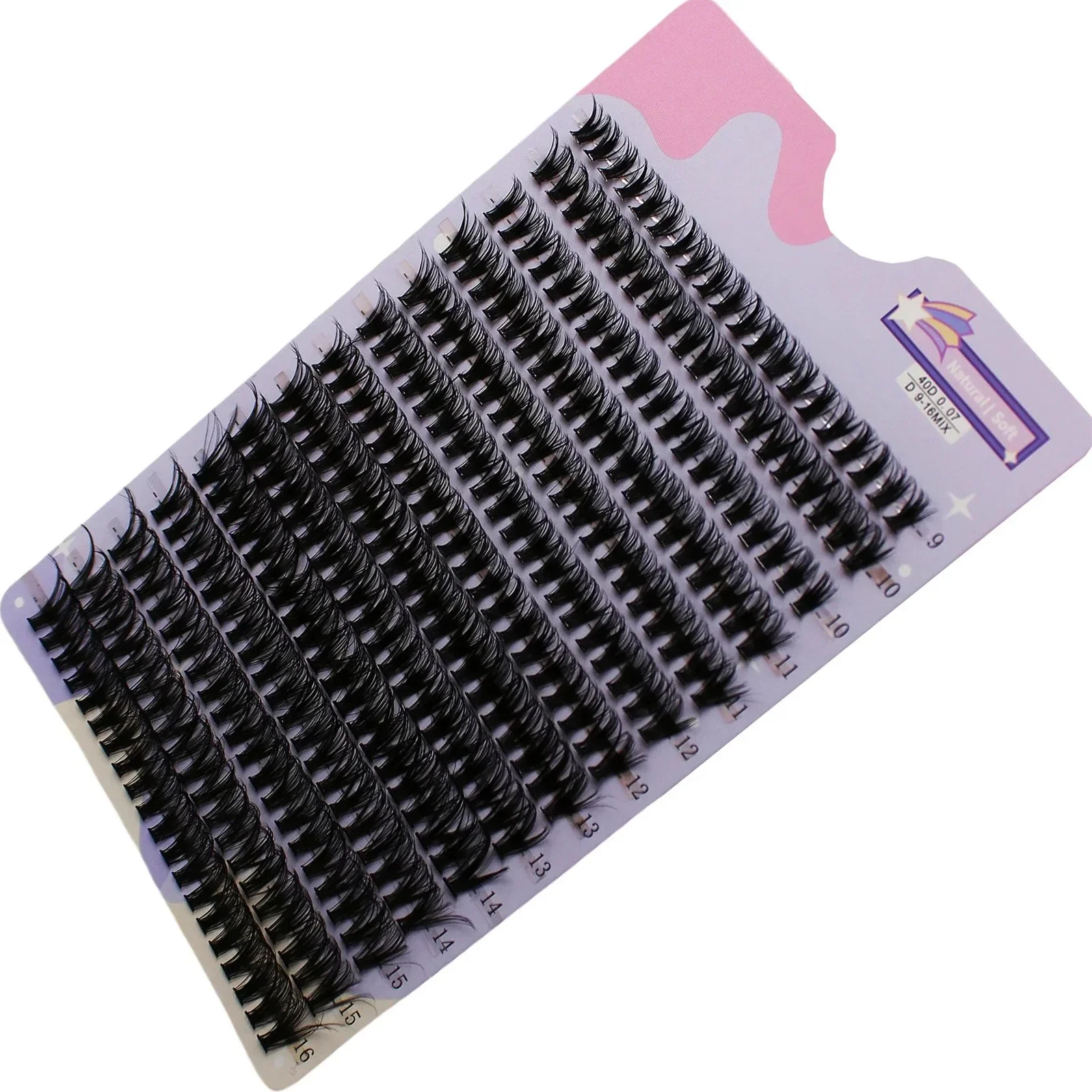 MIAOJIE-Extensions de Cils Individuels, Faux Cils Doux et Naturels, Courbure D Mixte, 30/40D, 12-16mm