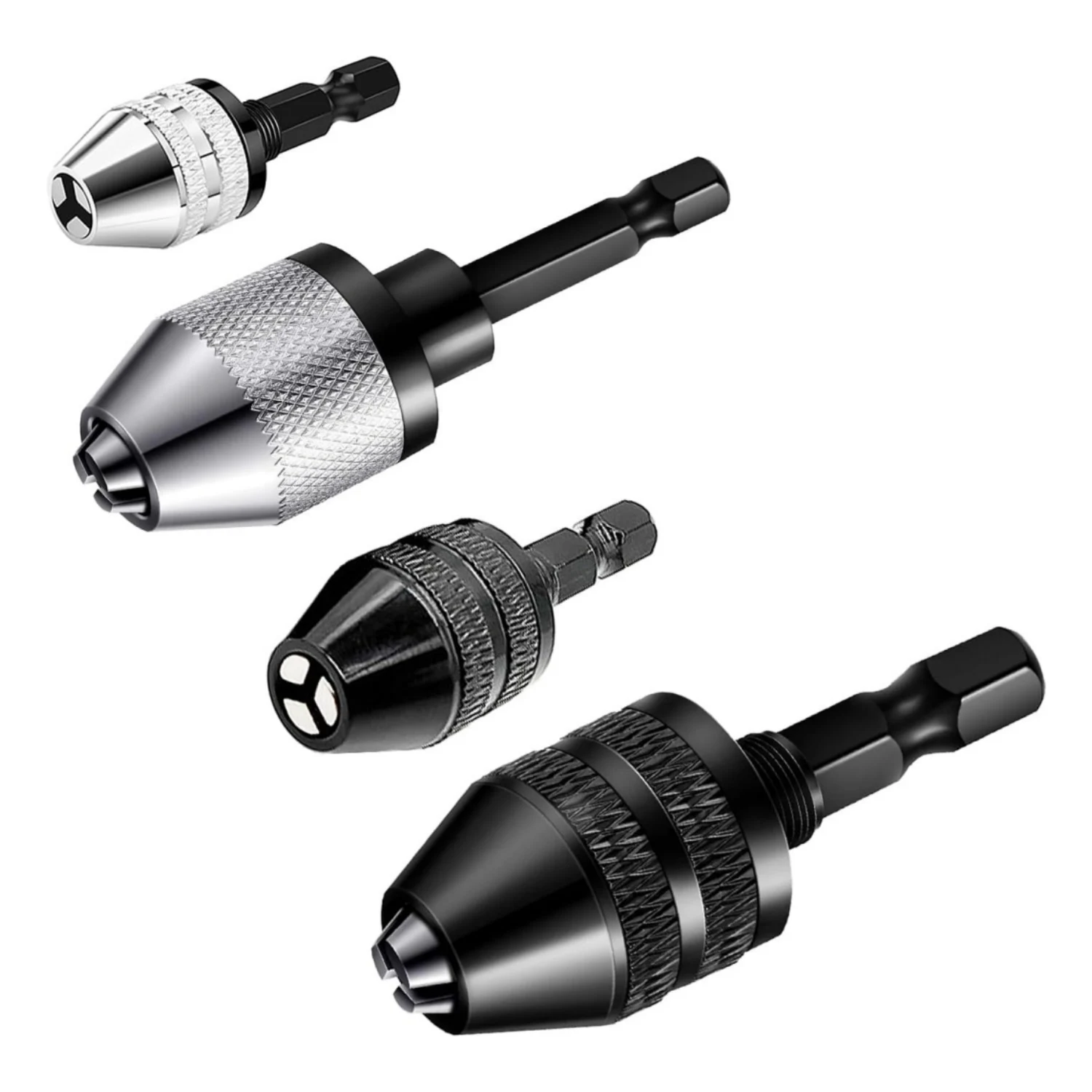 4Pcs Keyless Drill Chuck Adapter 0.3-6.5mm and 0.3-3.6mm 1/4 Hex Shank Drill Bit for Cordless Screwdriver and Power Drills