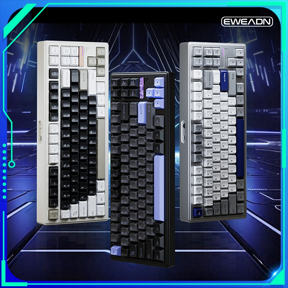 

EWEADN Smart875 Mechanical Keyboard Tri Mode RGB Wireless Gaming Keyboard Aluminium Alloy Customize Magnetic Backpt Structure PC