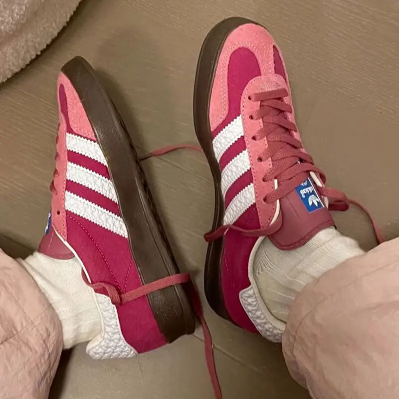 Adidas Original Gazelle, удобные легкие низкие туфли для дома, мужская и женская повседневная обувь, розовый, белый цвет