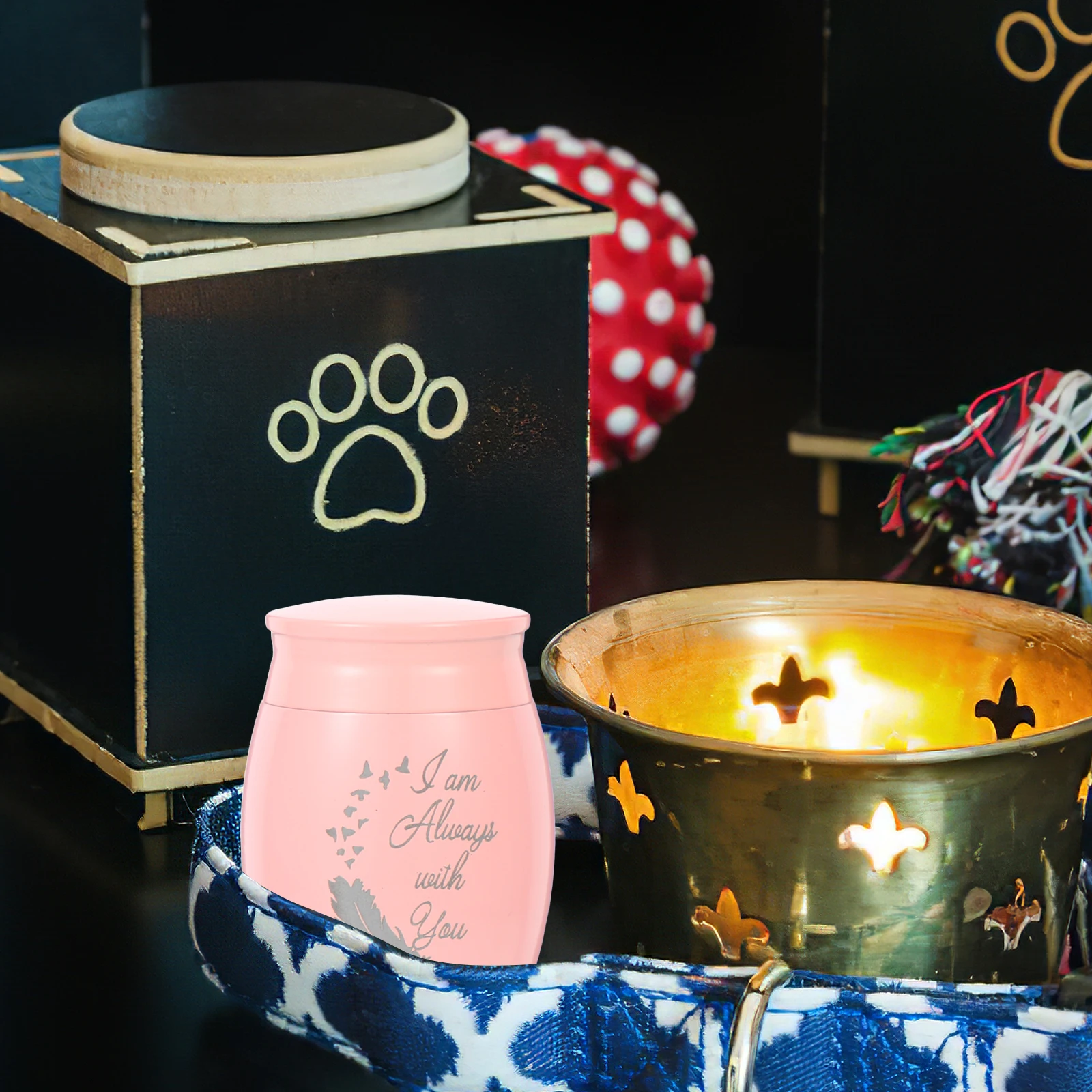 

Pet Urn Cinerary Casket Memorial Gifts for Ashes Small Bone Can Cylinder Pink Waterproof Sealing Bottle for Cats Dogs