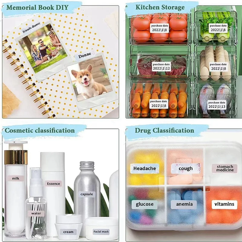 Top-Mini Thermal Label Printer Paper Waterproof And Oilproof Print Label Glue-Free Anti-Scratch Tape Sticker