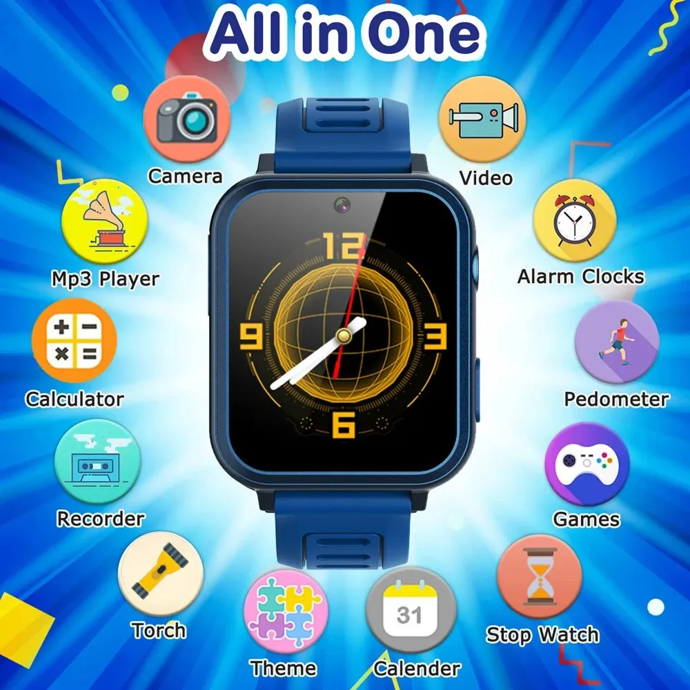 Kids Game Smart Watch 24 Puzzle Games Camera Music Player Pedometer Alarm Clock Calculator Flashlight 12/24hr Smartwatches Gift