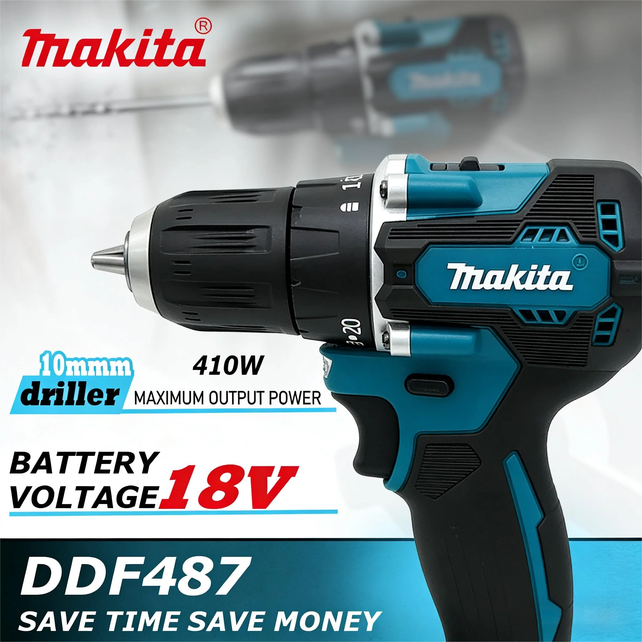 

Original Makita DDF487 18V Brushless Cordless Drill Driver - 10mm Chuck, 2-in-1 Drill & Screwdriver for DIY/Home/Work