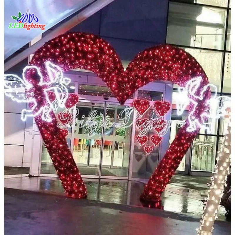 

custom.10m walk through heart shape arch motif light