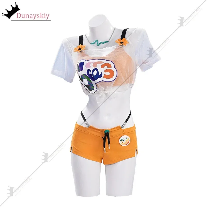 25COSZenless منطقة صفر حسناء تأثيري حلي zzz حسناء ملابس السباحة الصيف الزي قبعة السراويل بيكيني الفتيات تمويه للنساء الكبار x