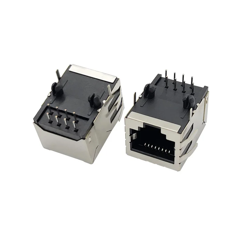 10PCS 5921 RJ45 Shielded Network Socket, No Light, 8P8C with Spring Contact, Crystal Head Jack, Front Pin Spacing 4.57mm