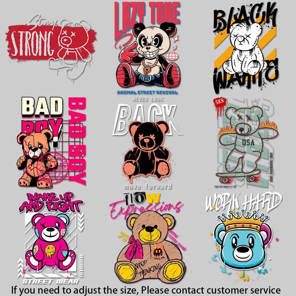 Create Unique Street Style Gear with Our Cool Bear Iron-On Patches. Easy DIY in Minutes Firm and Fadeless Stickers