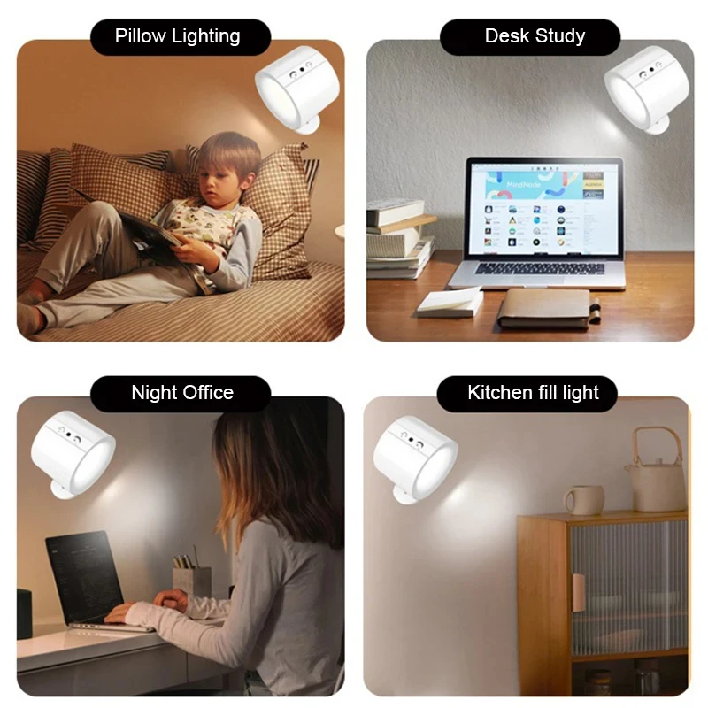 LED Magnetic Wall Light Up and Down Style Black White Rotatable Sleep Guard Bedroom Bedside Lamp Living Room Night Lighting image 6