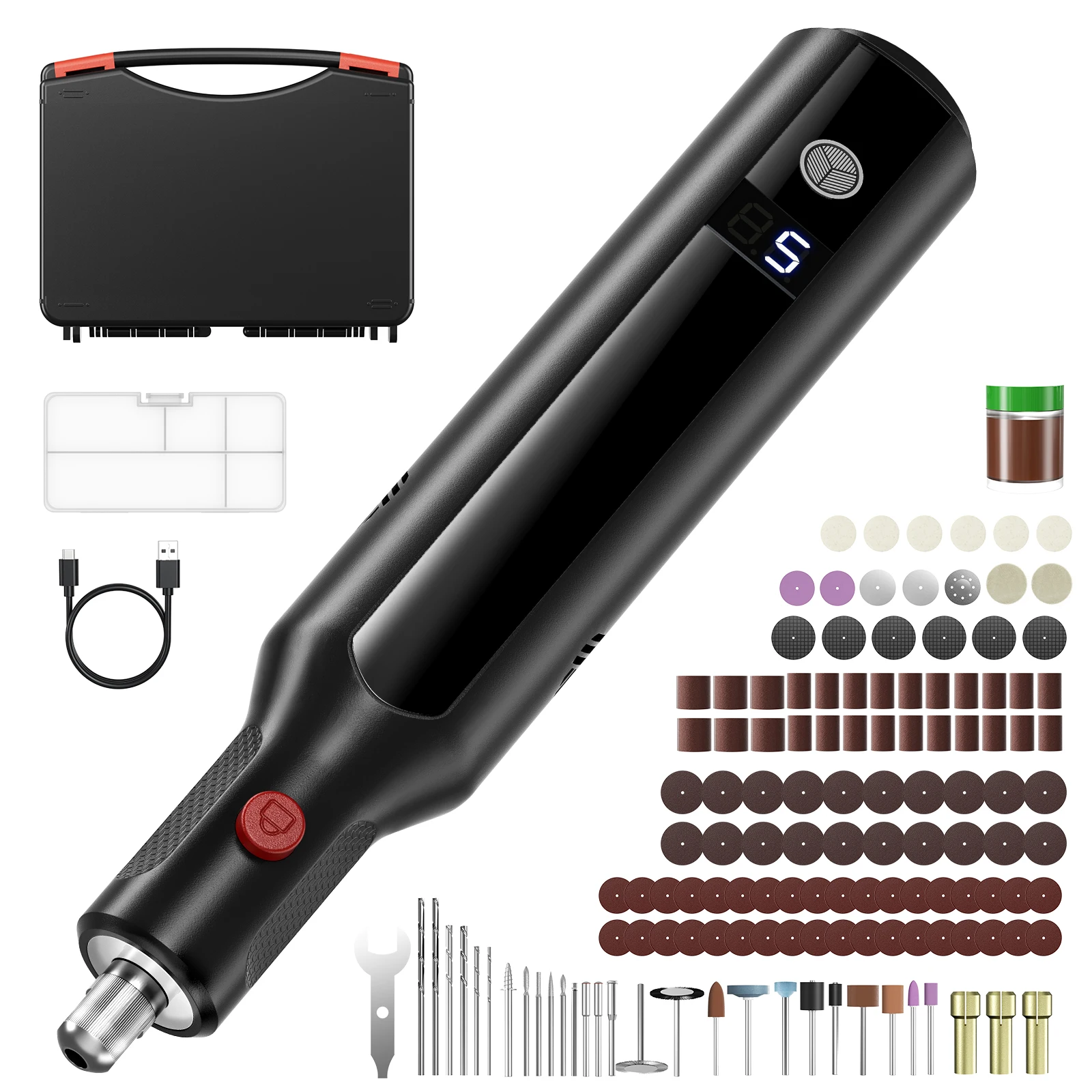 

155PCS Cordless Rotary Tool Kit Adjustable Speeds Electric Rotary for Grinding,Carving,Polishing,Drilling Type-C Quick Charging