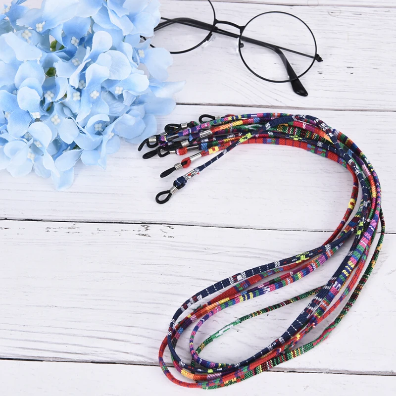 5Pcs Mix Colorful Flat Strap Eyeglasses Rope Anti-Lost Ethnic Style Eyeglasses Strap Eyeglass Cord Holder Retainer Strap