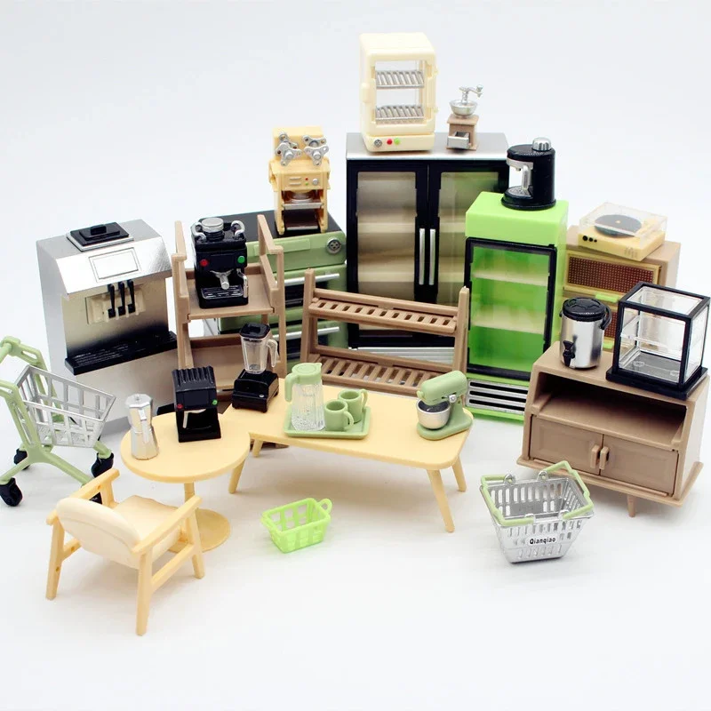 Juego de cafetera modelo micro de cocina, juguete accesorio para casa de muñecas en miniatura, regalo Ideal para niñas