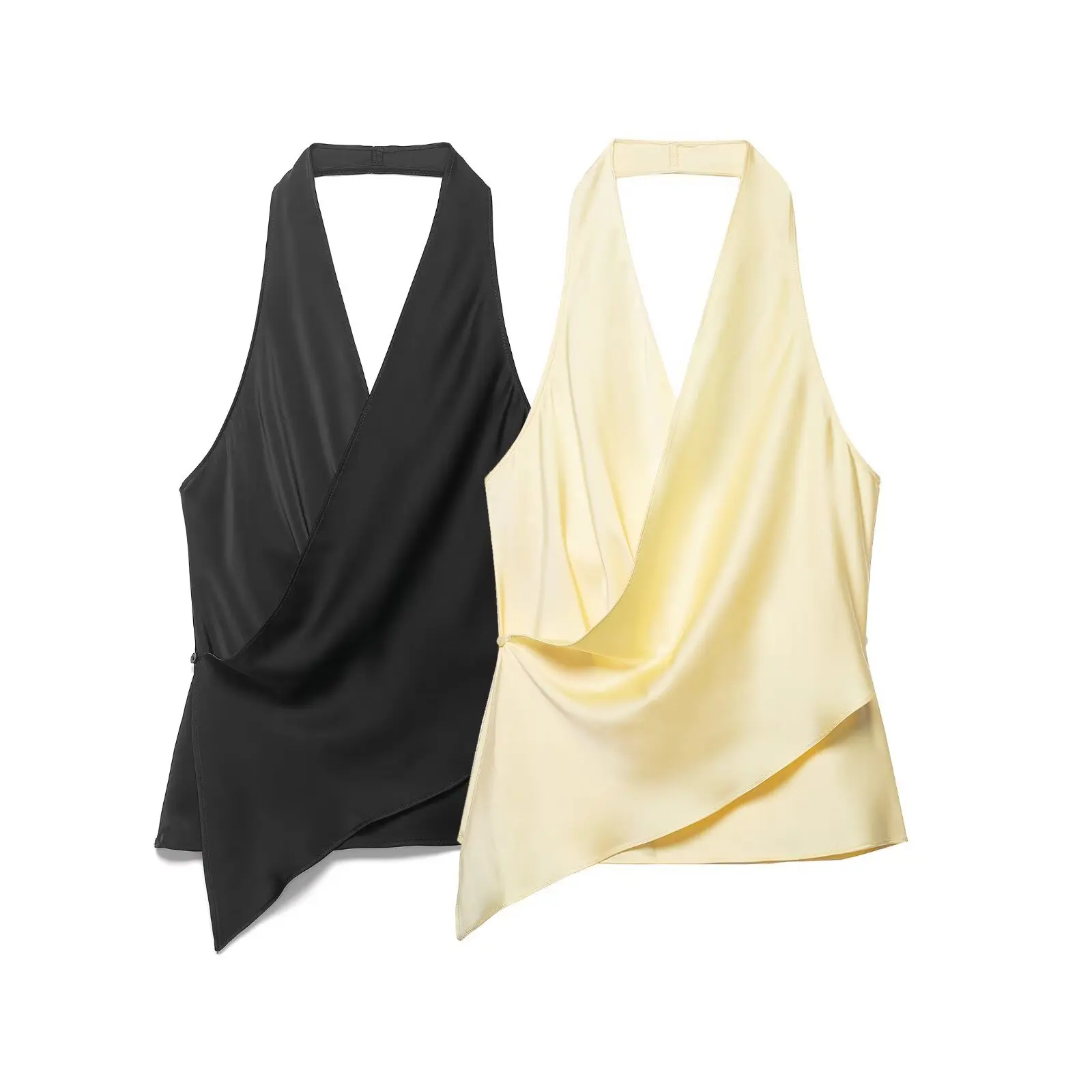 

Женский модный повседневный топ из шелкового атласа с вырезом халтер NEJX