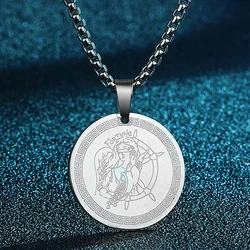 CHENGXUN Roman Goddess of Luck - Fortuna Pendant Necklace Women Men Stainless Steel Ancient Greek Tyche Amulet Charm Neck Chain