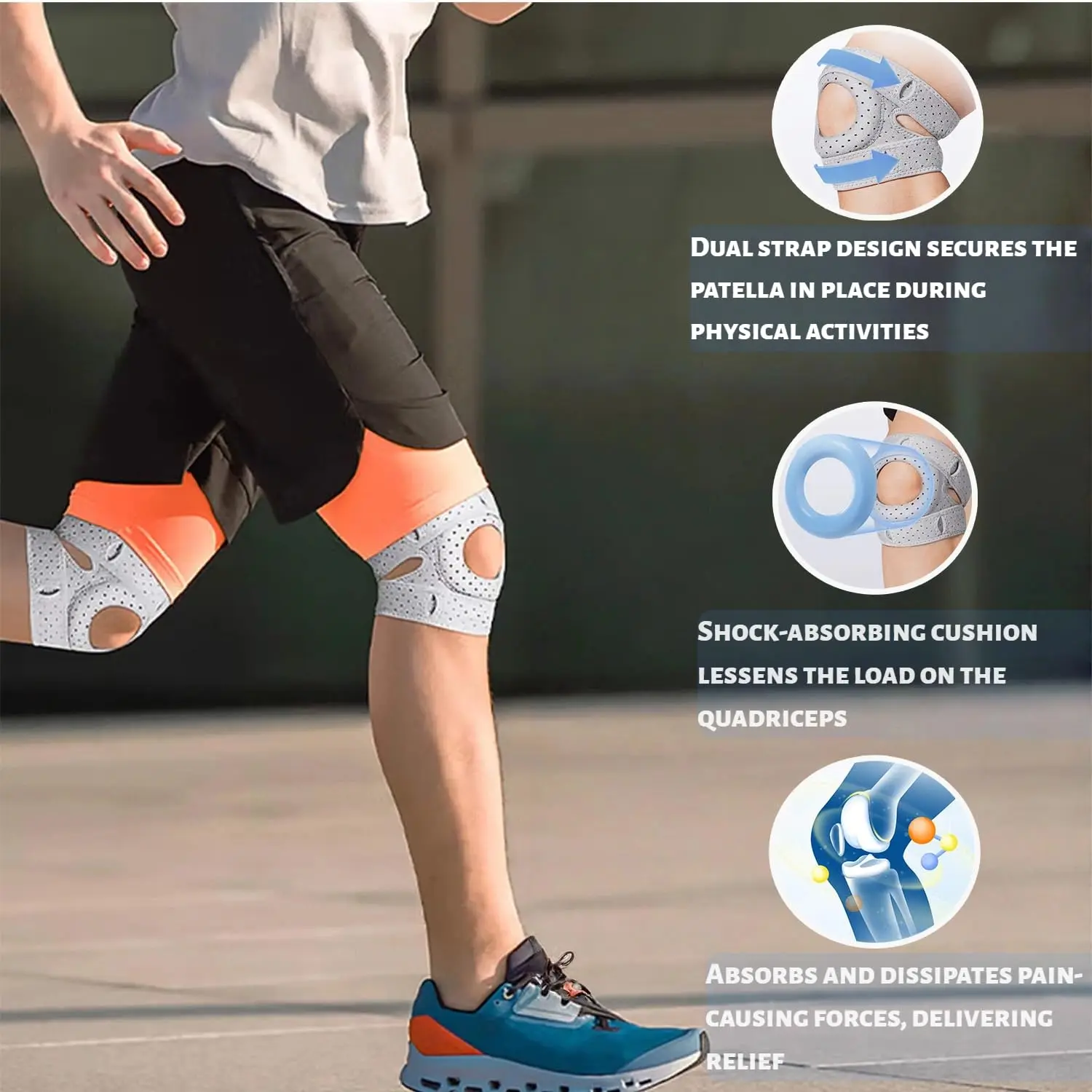 Adjustable Patella Knee Strap Sports Knee Support Band Anti-slip Patellar Tendon Brace for Running Basketball Fitness