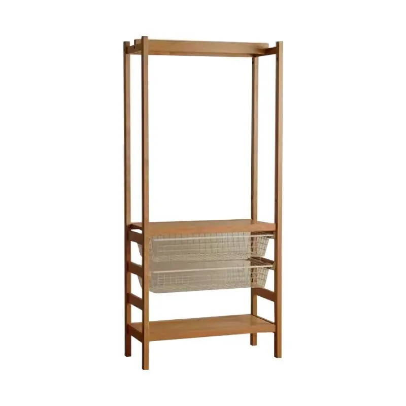 Floor-to-ceiling hanger, cherry wood Japanese log storage rack