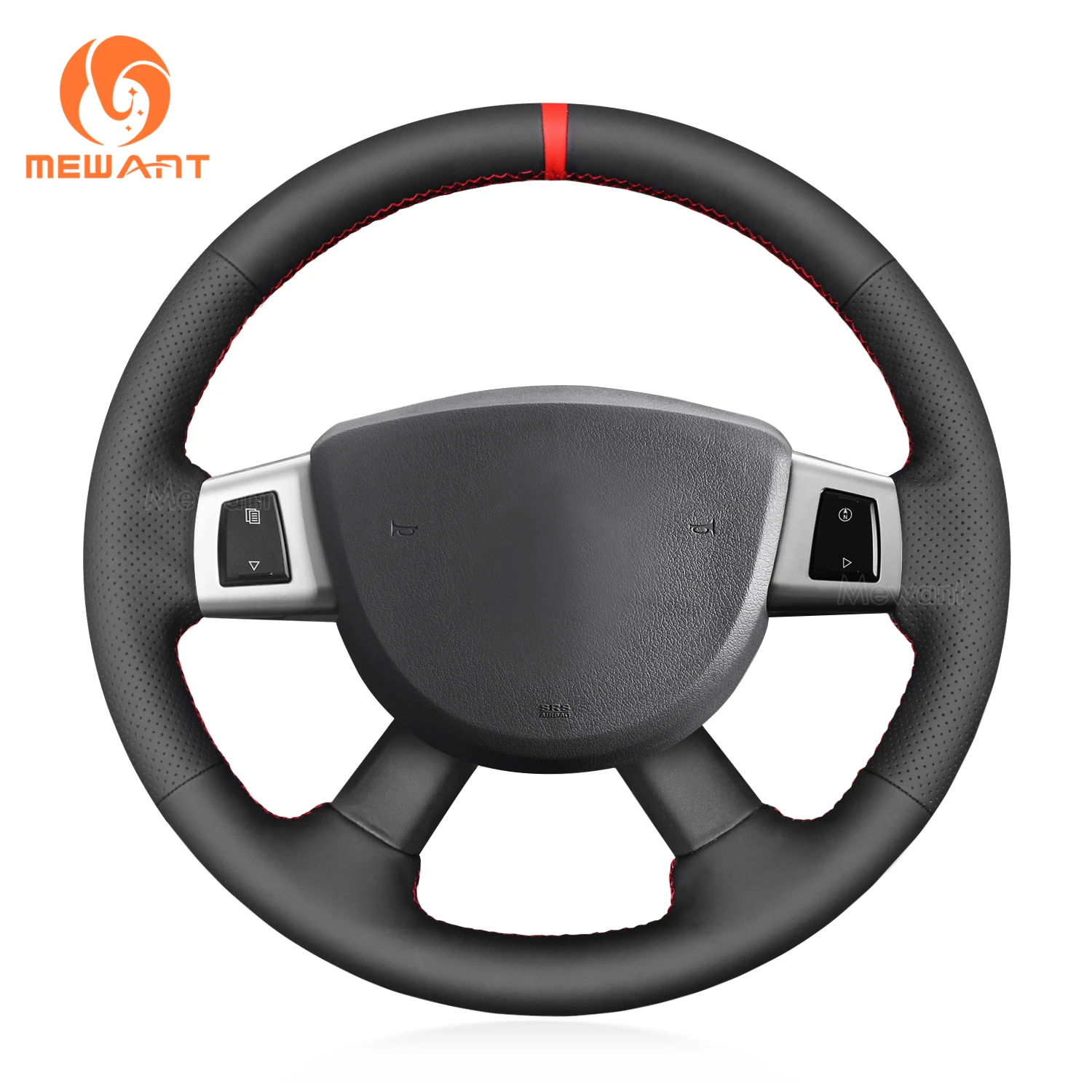 

MEWANT Black Artificial Leather Car Steering Wheel Cover for Jeep Commander (XK) Grand Cherokee III(WK) Cherokee IV(KK)