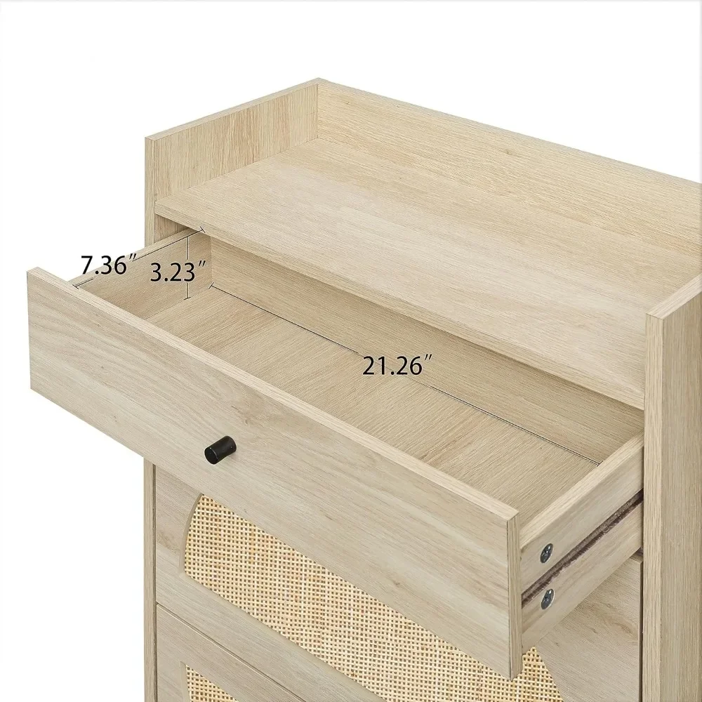 Rattan Shoe Cabinet with 2 Flip Drawers, 2-Tier Shoe Rack Storage Cabinet for Heels, Slippers, Free Standing Shoe Rack
