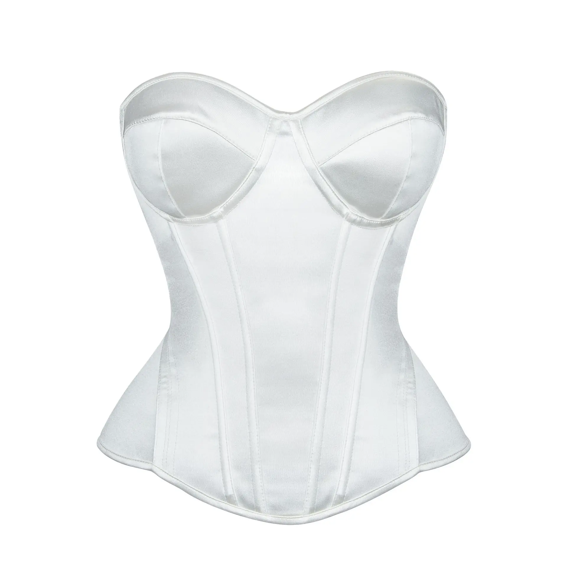Simple Pure White Bridal Gown Underwear Shapewear Strapless Bodysuit Tummy Control Courtly Elegance Waist Cincher
