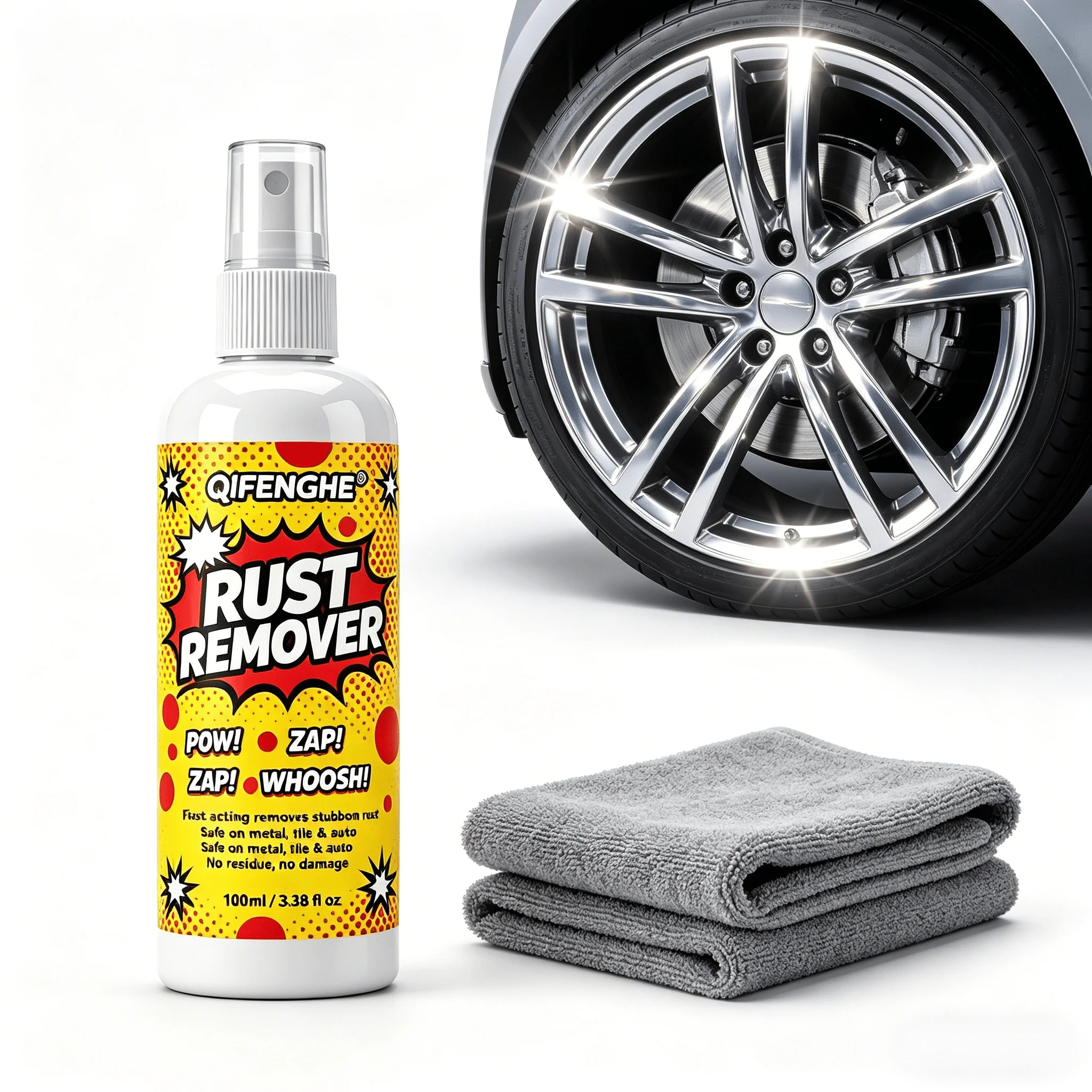Fast-Acting Rust Remover, Multi-Surface for Metal Car Home Tile, No Damage, 100ml