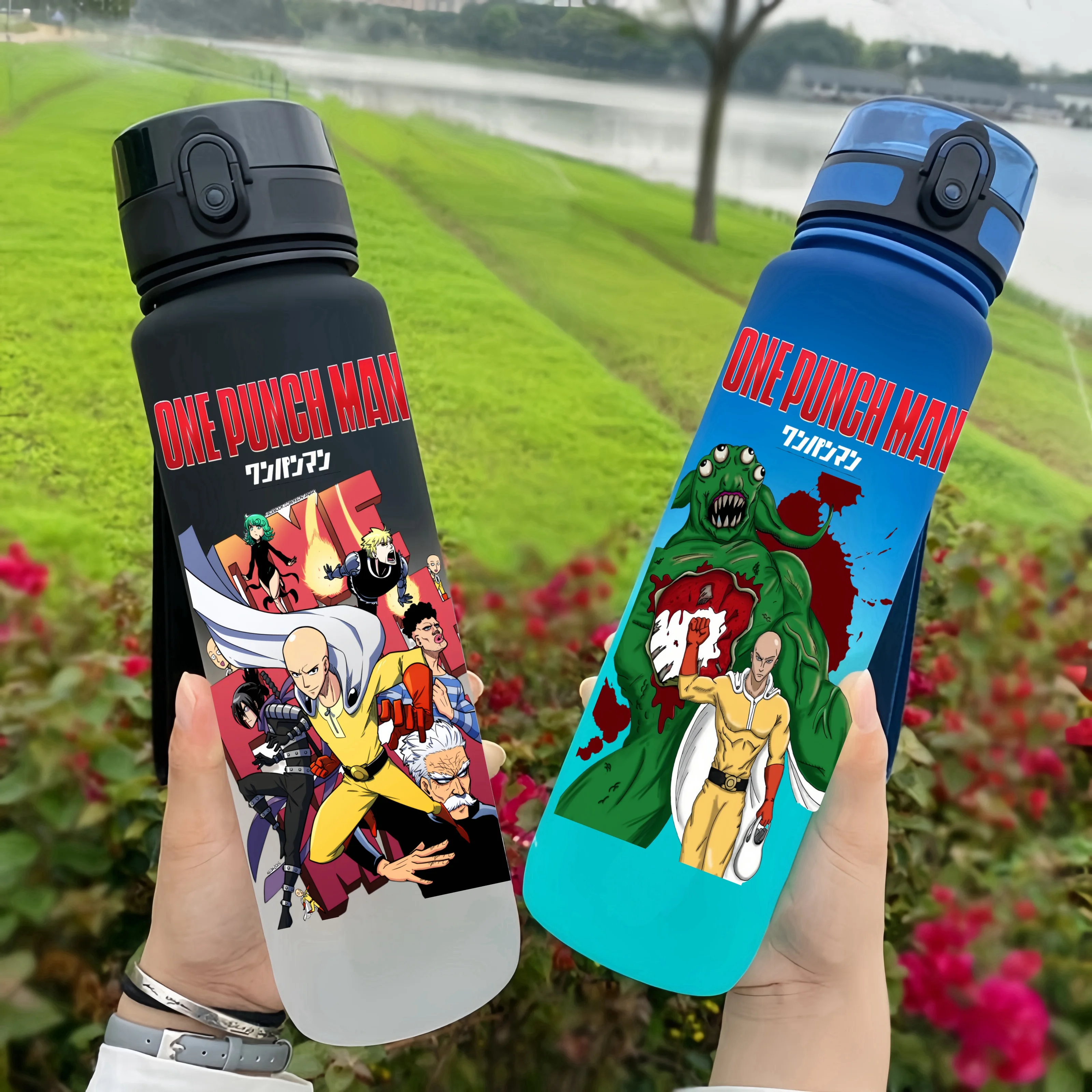 ONE PUNCH-MAN 650ml Cartoon Characters Portable Water Cup Large Capacity Outdoor Sports Plastic Leak-proof Water Bottle Children