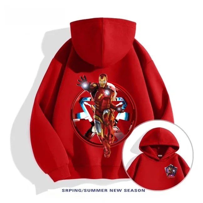 Sudadera con Capucha para Niños de Marvel Circle Frame Iron Man, Sin Bolsillos, Estilo Tecnológico