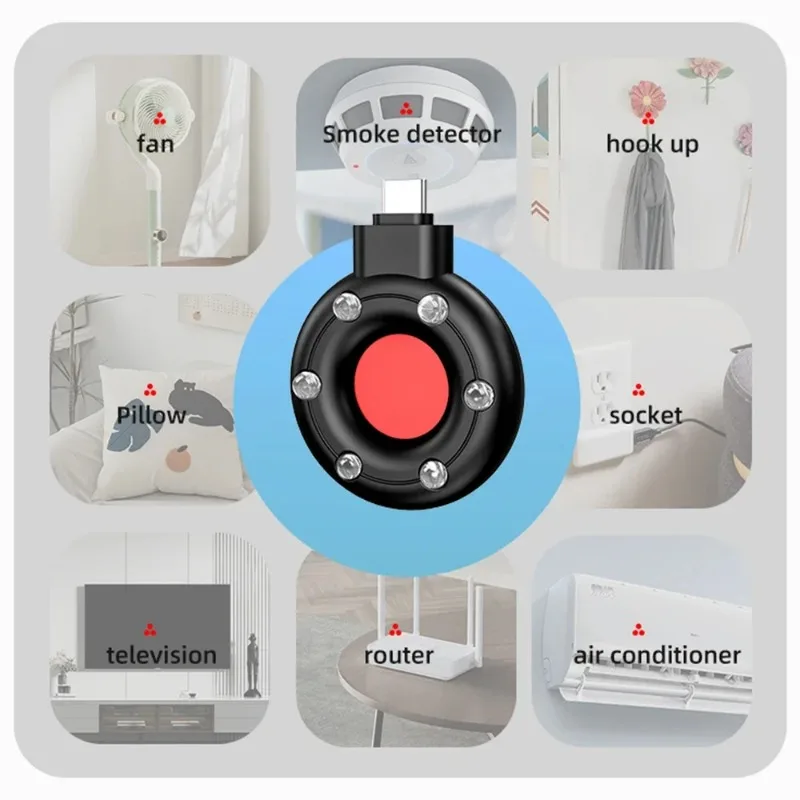 Draagbare cameradetector Rf-detector IR-alarm voor buitenreizen Hotelverhuur Anti Secure Candid Hidden Camera Finder Led-licht