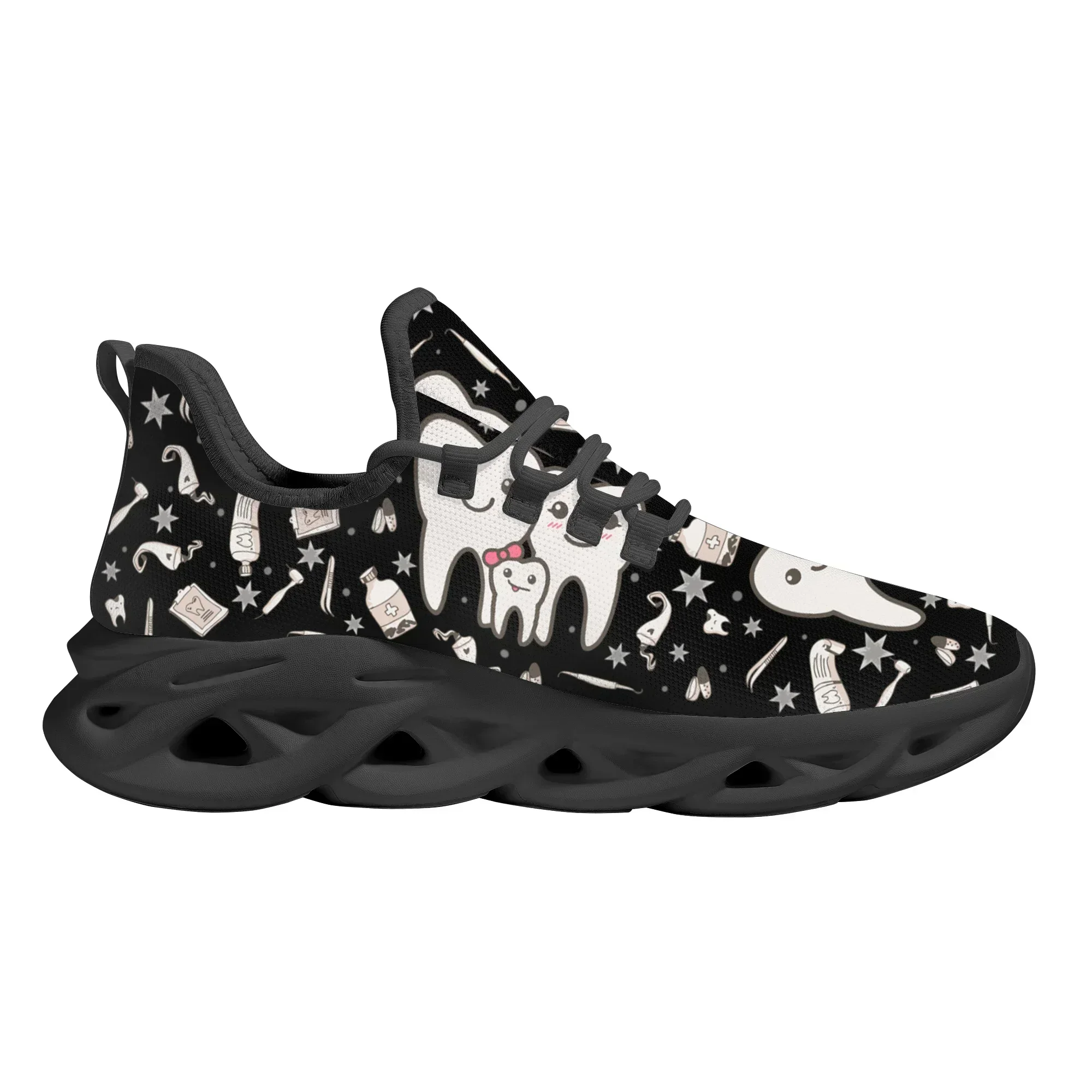 Cute Dental Design Sneakers Ladies Casual Lightweight Lace Up Shoes Breathable Dental Mesh Nursing Shoes Walking Footwear view 3