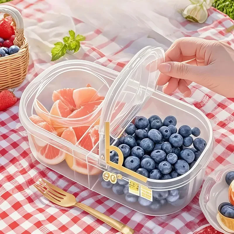 1pc Einzel Und Doppel Öffnung Lebensmittel Obst Kühlschrank Lagerung Box Staub-Proof Wiederverwendbare Tragbare Picknick Obst Lagerung Container