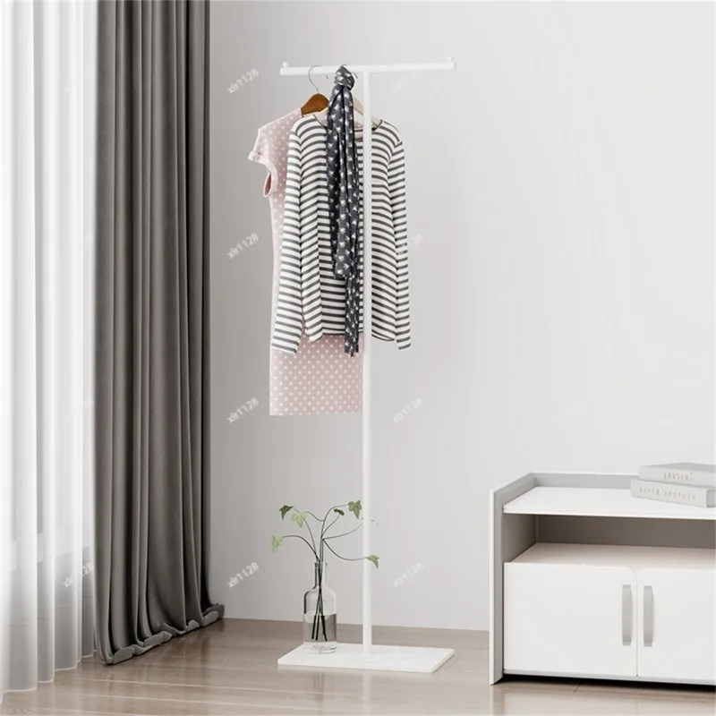 Simple Floor Standing Coat Rack Pole Type Sturdy Clothes Hanger for Bedroom Home Use
