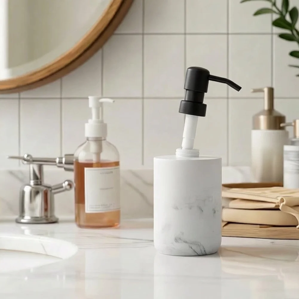 250ML Marble Pattern Resin Soap Dispenser Stainless Steel Pump For Bathroom Sink Liquid Hand Bottle Home Decor