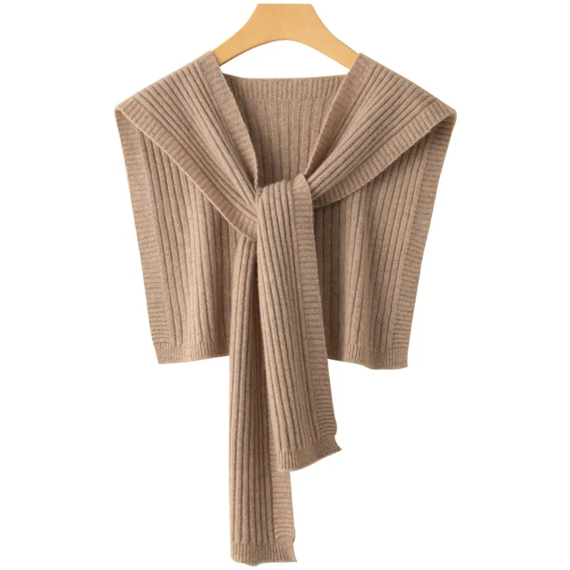 

SZDYQH 100% Merino Wool Knitted Shawl For Women Spring Autumn Simple Style Solid Soft Knitwear Korean Popular Cappa Fashion Top