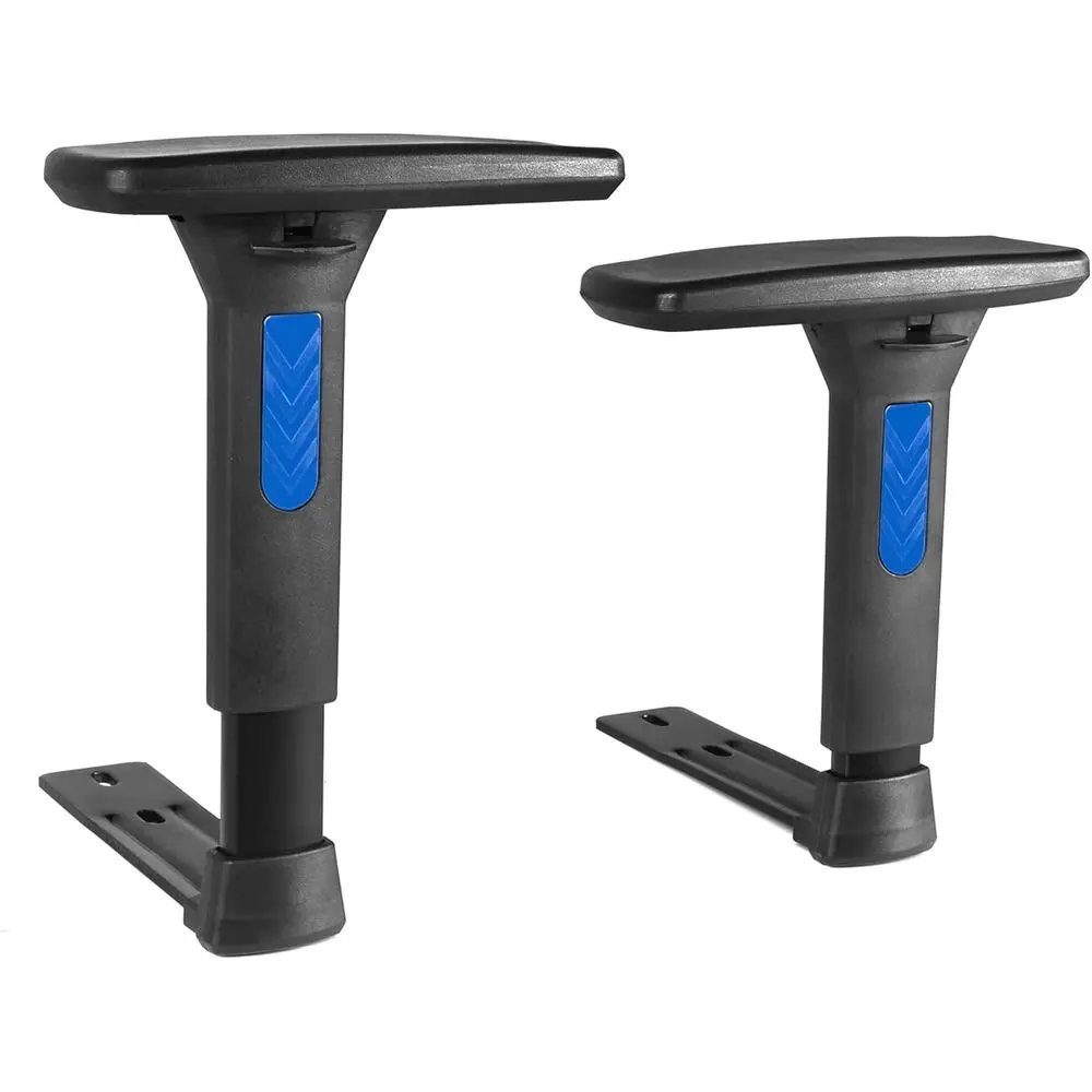 Blue Ergonomic Adjustable Gaming Chair Armrests Pair - Replacement Set