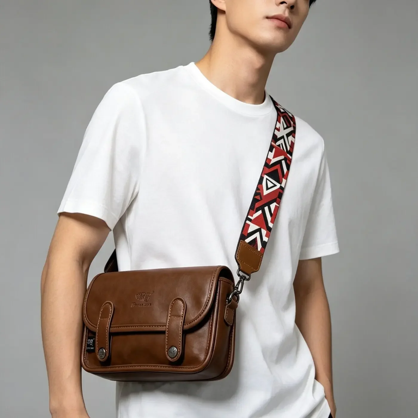 New product crossbody bag, men's small luggage, street trend shoulder bags, fashionable retro men's and women's ribbon backpacks