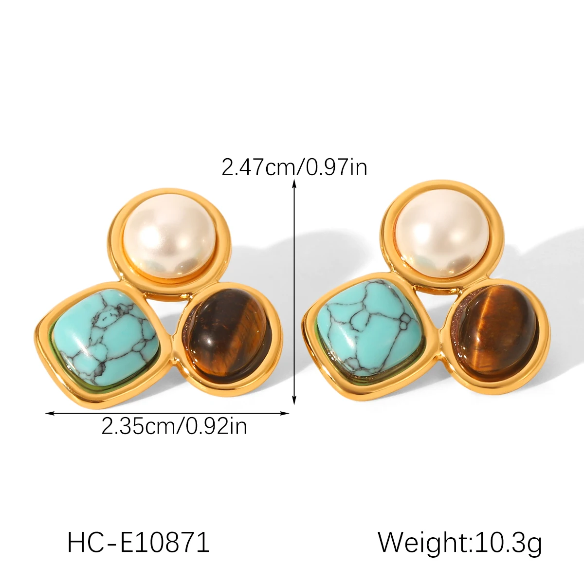 الفولاذ المقاوم للصدأ تصميم فريد من نوعه أقراط مربع الأحجار الكريمة اللؤلؤ المألوف البوهيمي أقراط شخصية ريترو 2025 هدية عيد