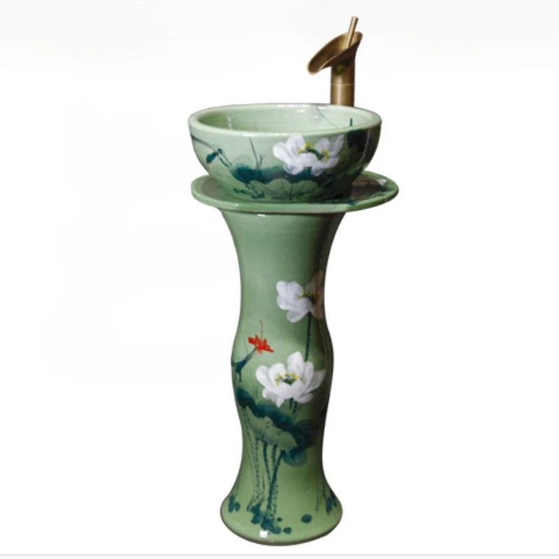 Ceramic column type washbasin, toilet column basin, vertical floor type household use